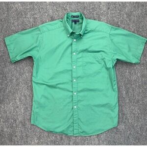 Grant Thomas Shirt Mens‎ M Short Sleeve Button Down Green Cotton Top